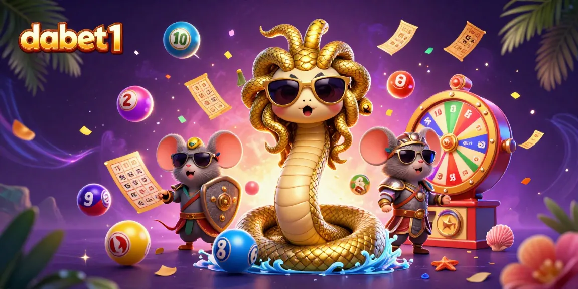 Engage with dabet1 through lively lottery action and vibrant casino elements in a 3D illustration.