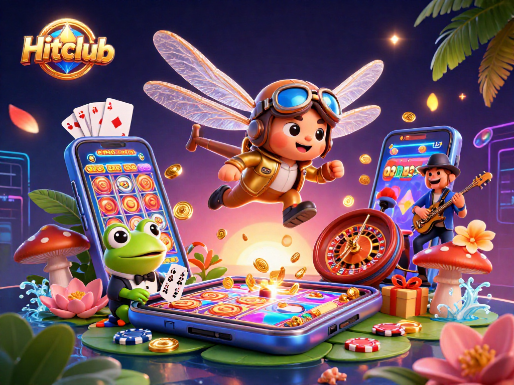 Experience exciting jackpots at Hitclub, with vibrant characters and thrilling games in a dynamic casino scene.