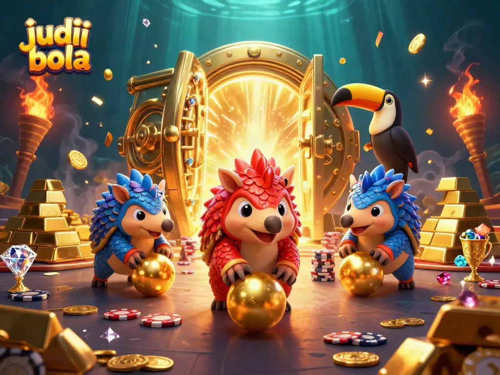 Menangkan judi bola dengan pangolin berarmor yang bersaing menggelindingkan bola emas.
