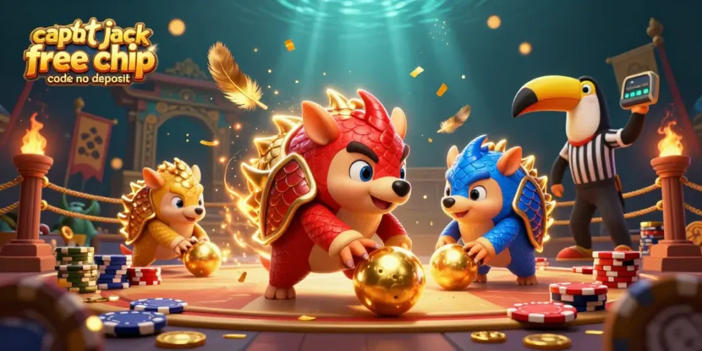 Engage with the thrilling action of the captain jack free chip code no deposit as cartoon pangolins bowl through poker chips in an exciting casino scene.