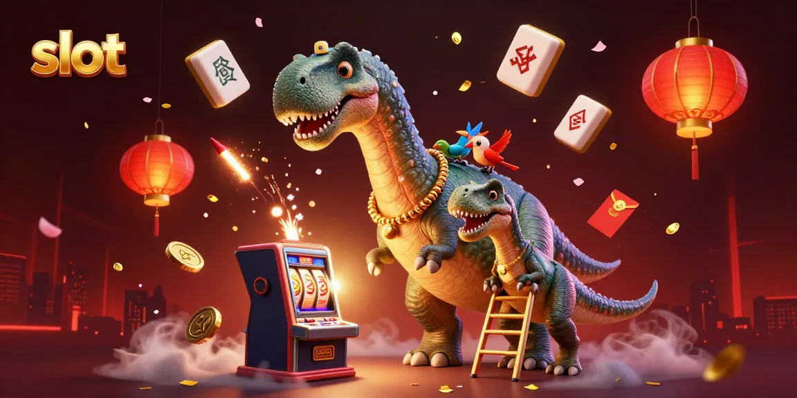 Memenangkan slot di kasino bergaya 3D dengan dinosaurus dan burung yang imut.