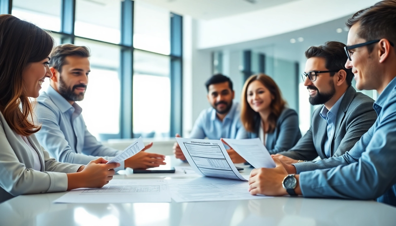Assessing merchant cash advance rates during a business meeting with financial documents.