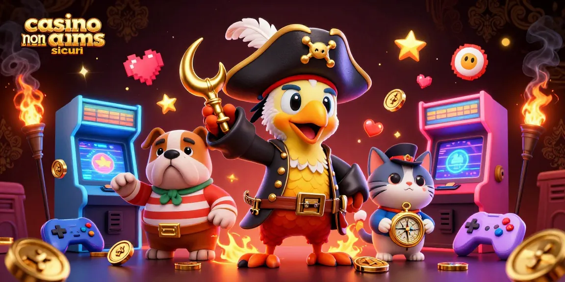 Scopri il brio dei giochi nei casino non aams sicuri con l'energica illustrzione dei personaggi e un'atmosfera vivace.