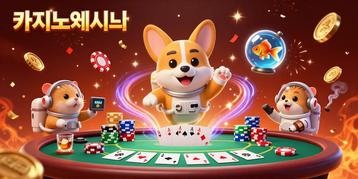카지노사이트에서 우주정거장 카지노를 탐험하는 캐릭터들
