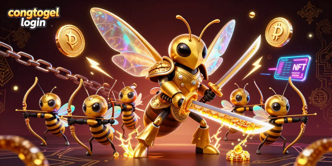Engage with congtogel login in this vibrant 3D digital casino scene filled with crypto elements.