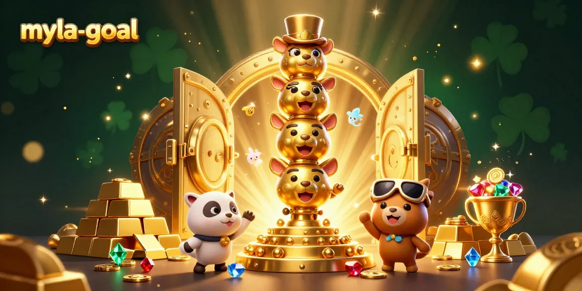 Experience the exciting action of myla-goal with vivid colors and dynamic gaming elements in a casino-style illustration.
