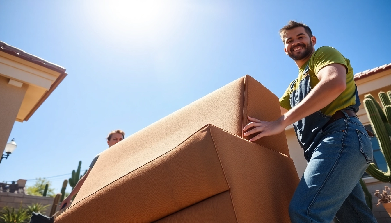 Junk removal Phoenix AZ service team clearing clutter from backyard.