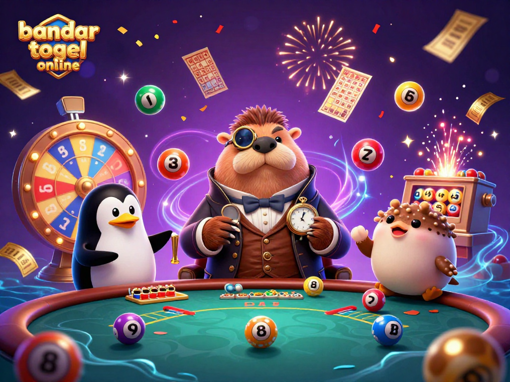 Experience excitement with bandar togel online at an underwater casino scene featuring animated characters.