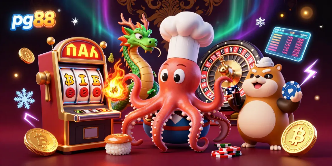 Experience thrilling wins at pg88 with a cartoon sushi chef octopus and exhilarating jackpot scenes.