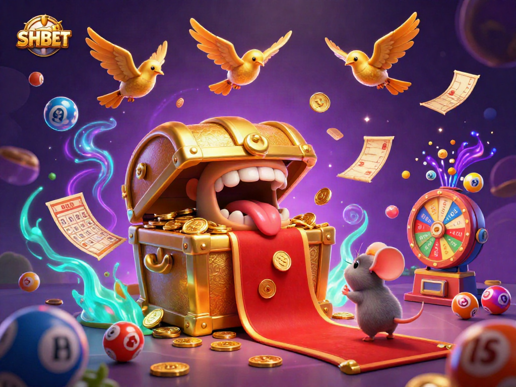 Experience thrilling SHBET games with vibrant cartoon elements in an immersive casino scene.
