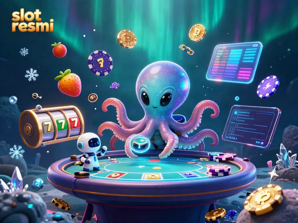 Experience the thrill of slot resmi with an alien octopus at a holographic poker table.