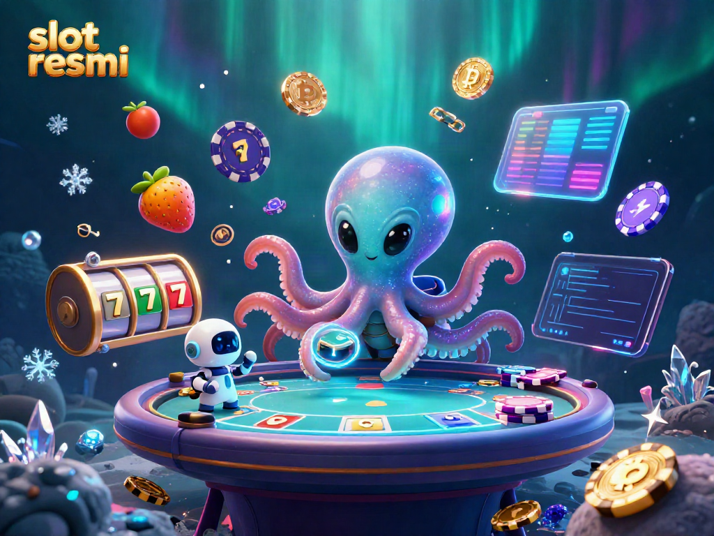 Experience the thrill of slot resmi with an alien octopus at a holographic poker table.