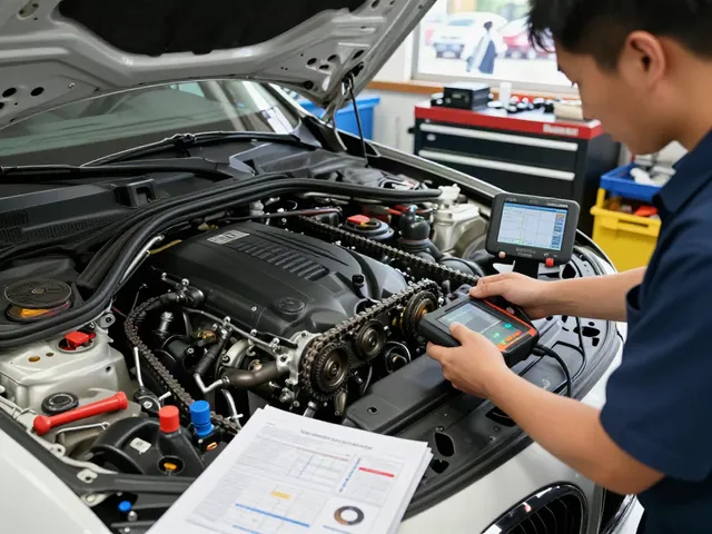 Professioneller Mechaniker überprüft die BMW Steuerkette in Hannover sorgfältig.