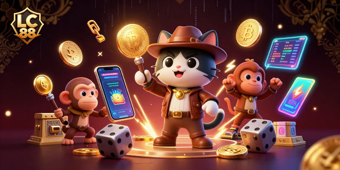 Engage with LC 88's thrilling treasure hunt, featuring an archaeologist cat and golden artifacts.