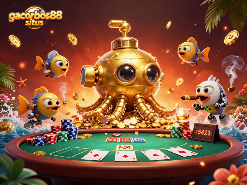 Experience thrilling gaming at gacorbos88 situs with a vibrant 3D casino illustration.