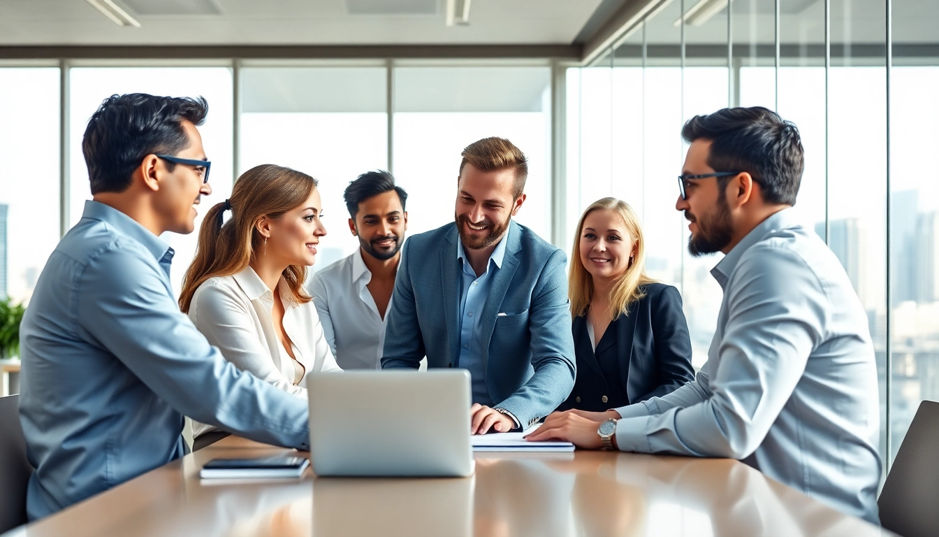 Recruiting agencies collaborating effectively in a modern office environment.