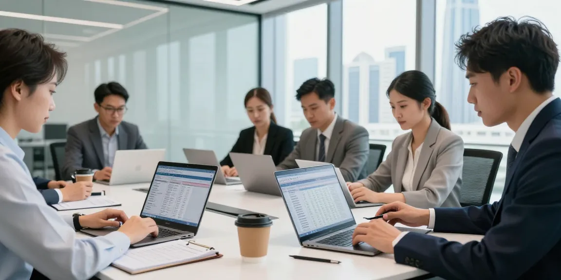 Accounting firms in UAE team reviewing financial compliance documents in a modern office.