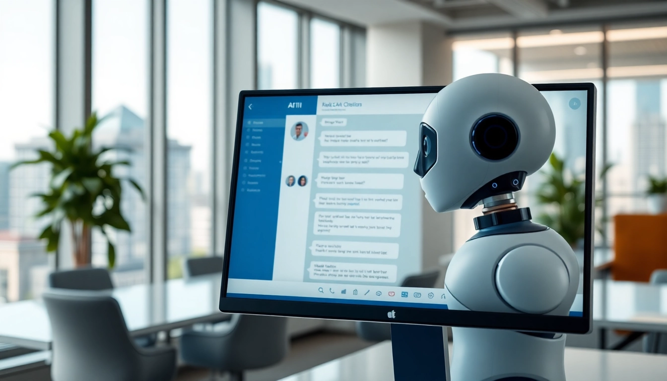 Engaging AI chatbot for real estate lead capture displayed in a modern office setting.