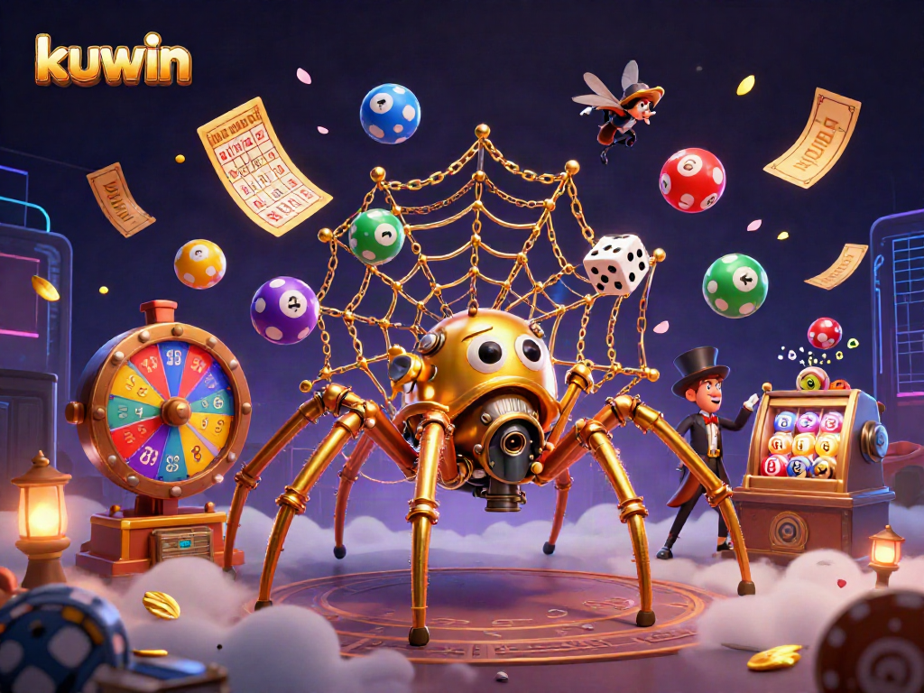 Catch exciting kuwin lottery moments with a vibrant 3D steampunk casino scene.