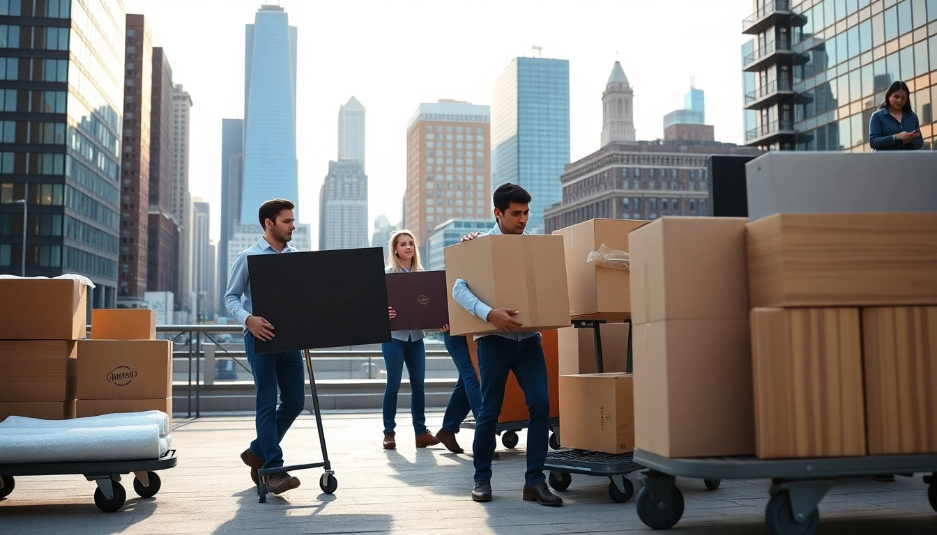 Streamlined office moving services NYC showcasing professionals relocating office furniture efficiently.