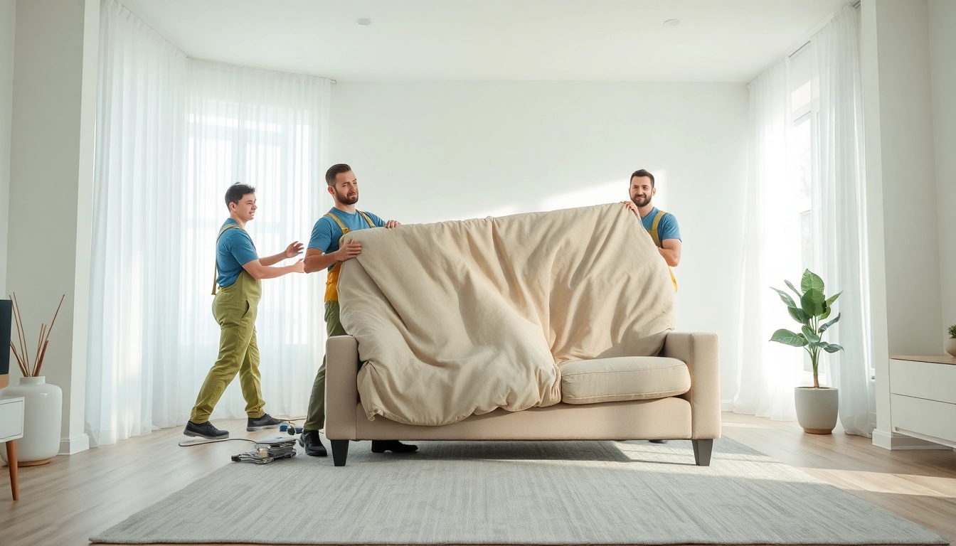 Efficient same day couch removal service in action, showcasing a professional team.