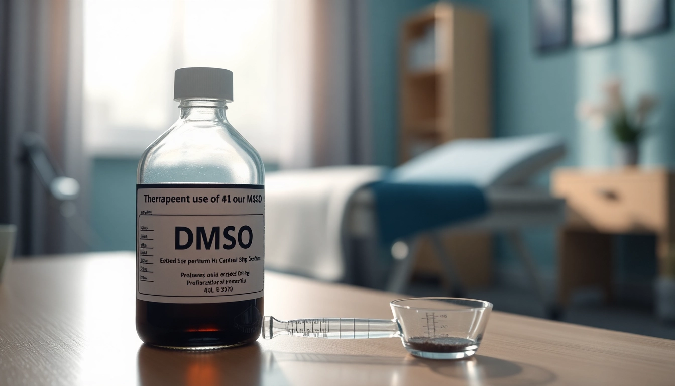 Applying DMSO for pain relief in a therapeutic environment with natural light.