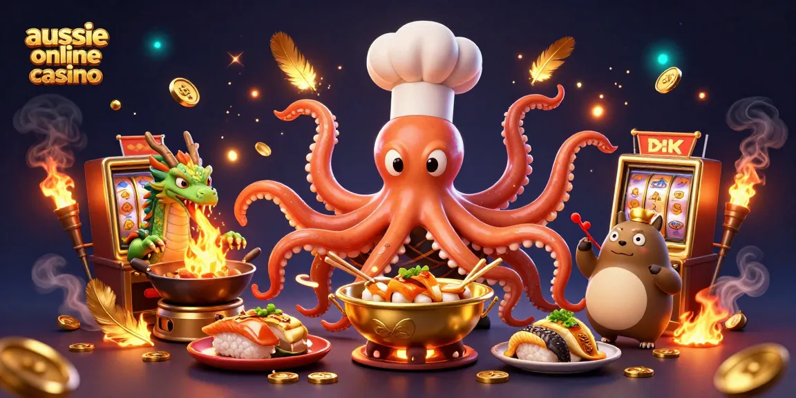 Engage with the aussie online casino scene featuring a sushi chef octopus and dragon.