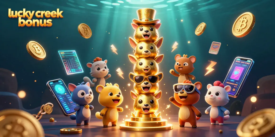 Claim the latest lucky creek bonus with vibrant, animated 3D characters and casino accessories.