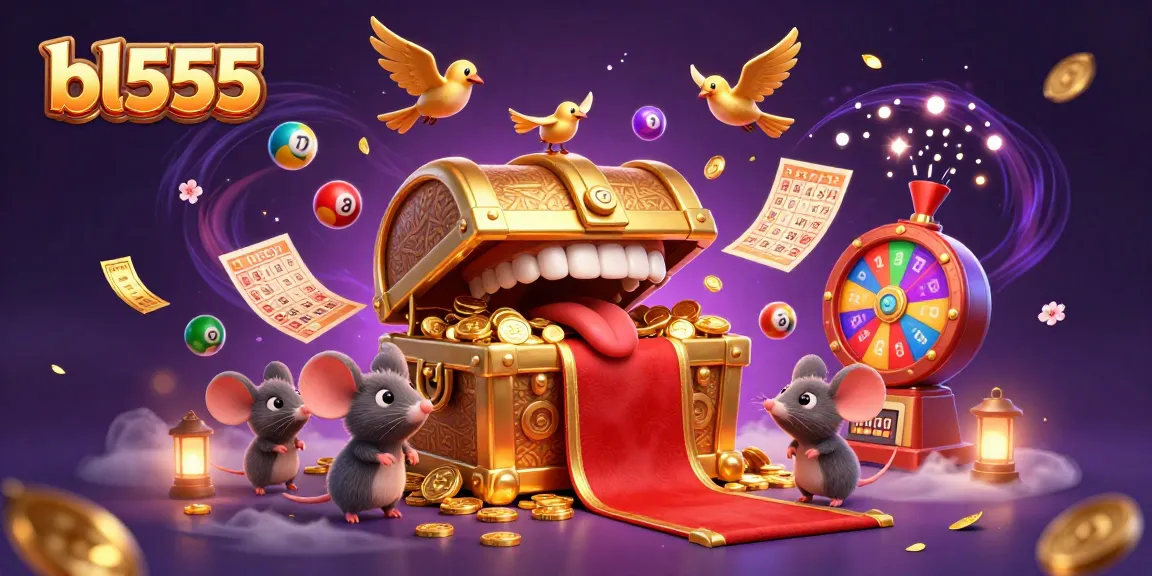Experience thrilling adventures at bl555 with enticing lottery balls and treasure in a vibrant casino scene.