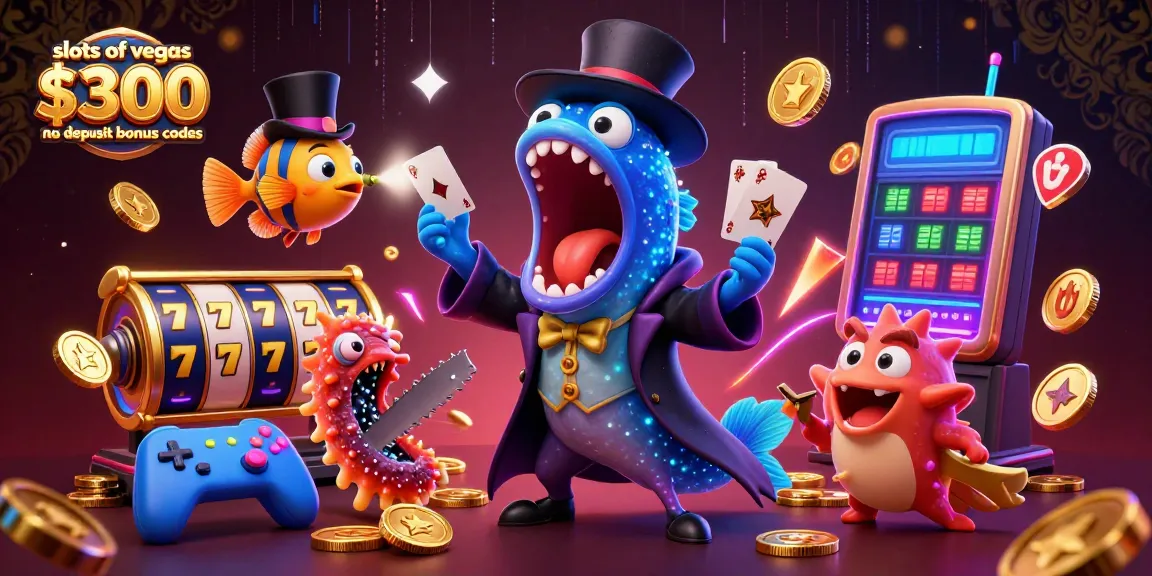 Explore exciting slots of vegas $300 no deposit bonus codes with vibrant gaming action in a dynamic 3D scene.