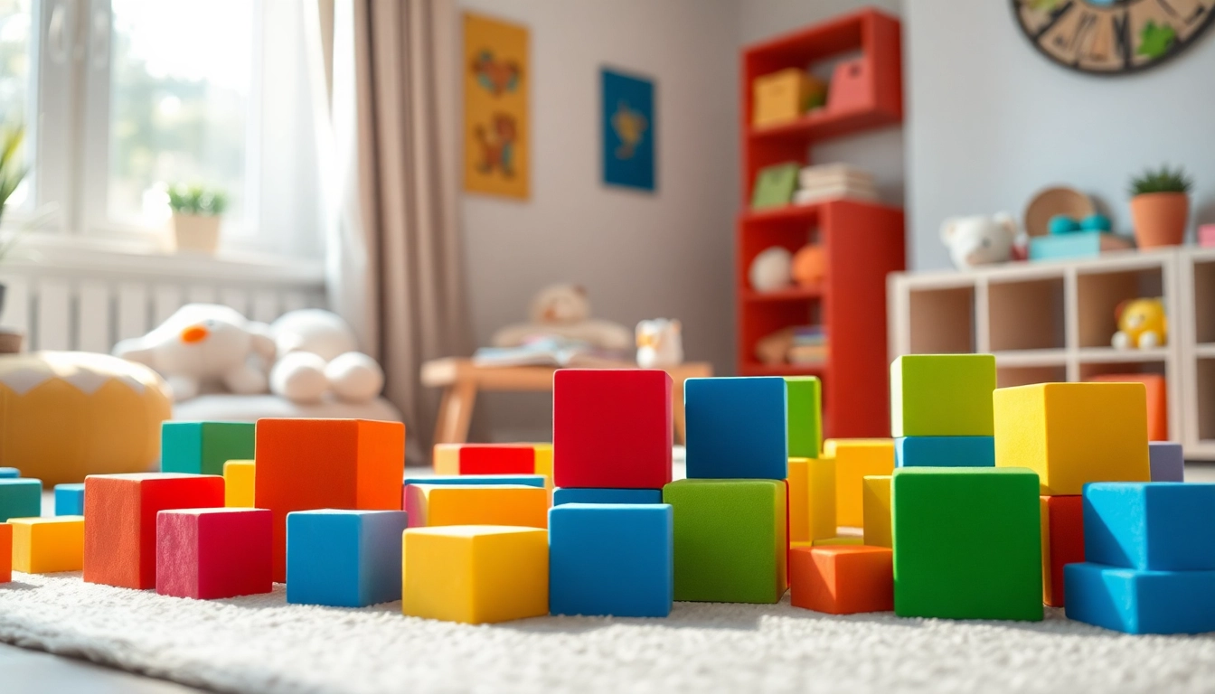 Engaging scene of soft foam building blocks, encouraging imaginative play; read more here.