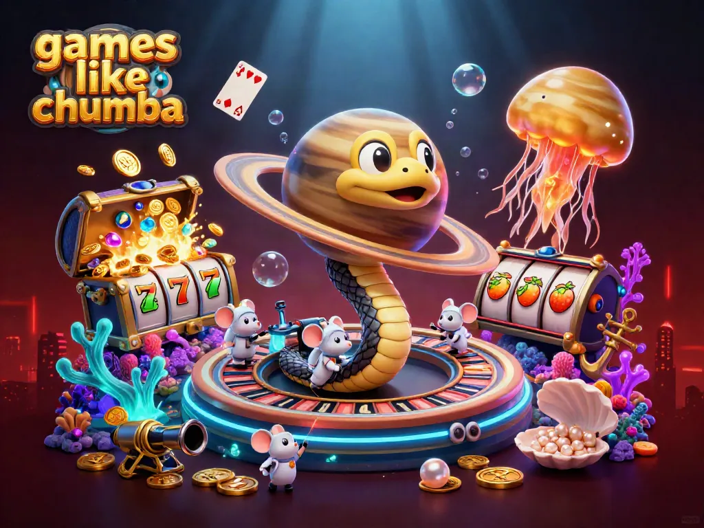 Play games like chumba with vibrant visuals, featuring an engaging cosmic gaming scene.