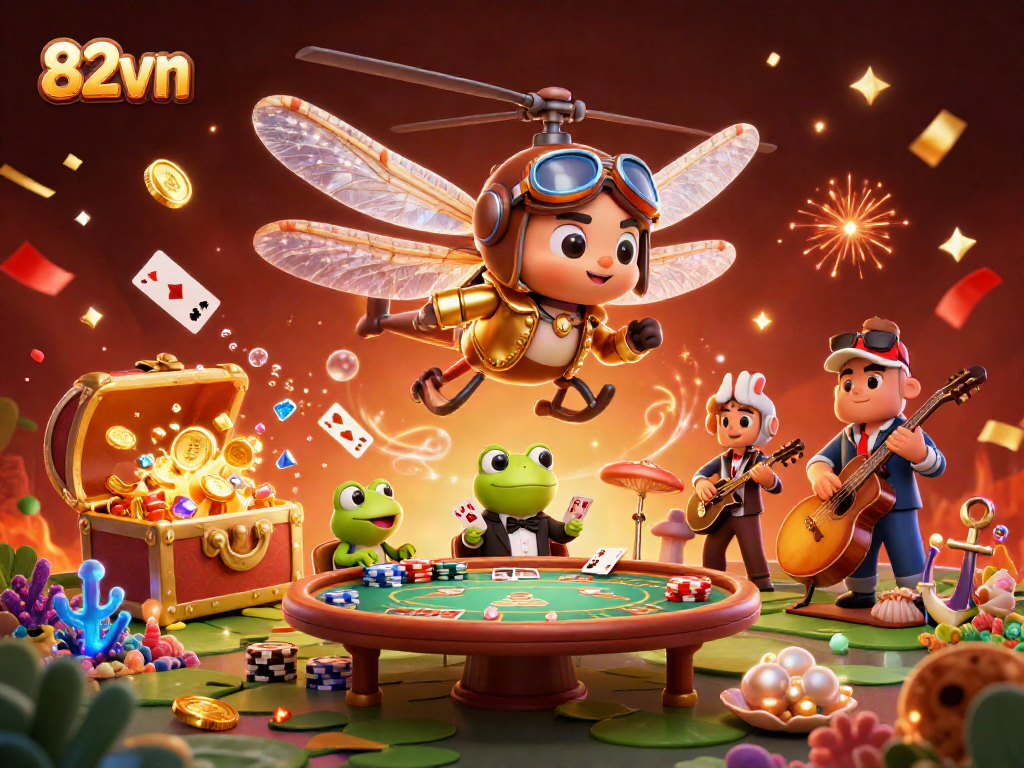 Experience thrilling gameplay with 82vn in vivid 3D digital illustration featuring epic casino elements.