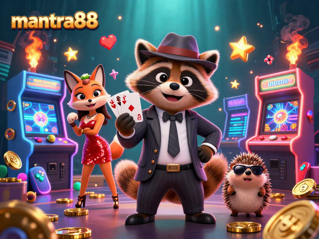 Experience thrilling gaming action with mantra88’s vibrant characters and casino-style elements.