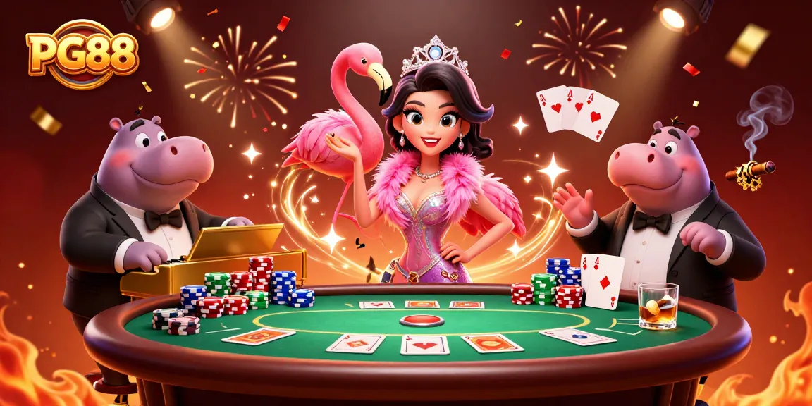 Experience the thrill of PG88 gaming with a vibrant, action-packed casino scene showcasing colorful characters and dynamic gameplay.