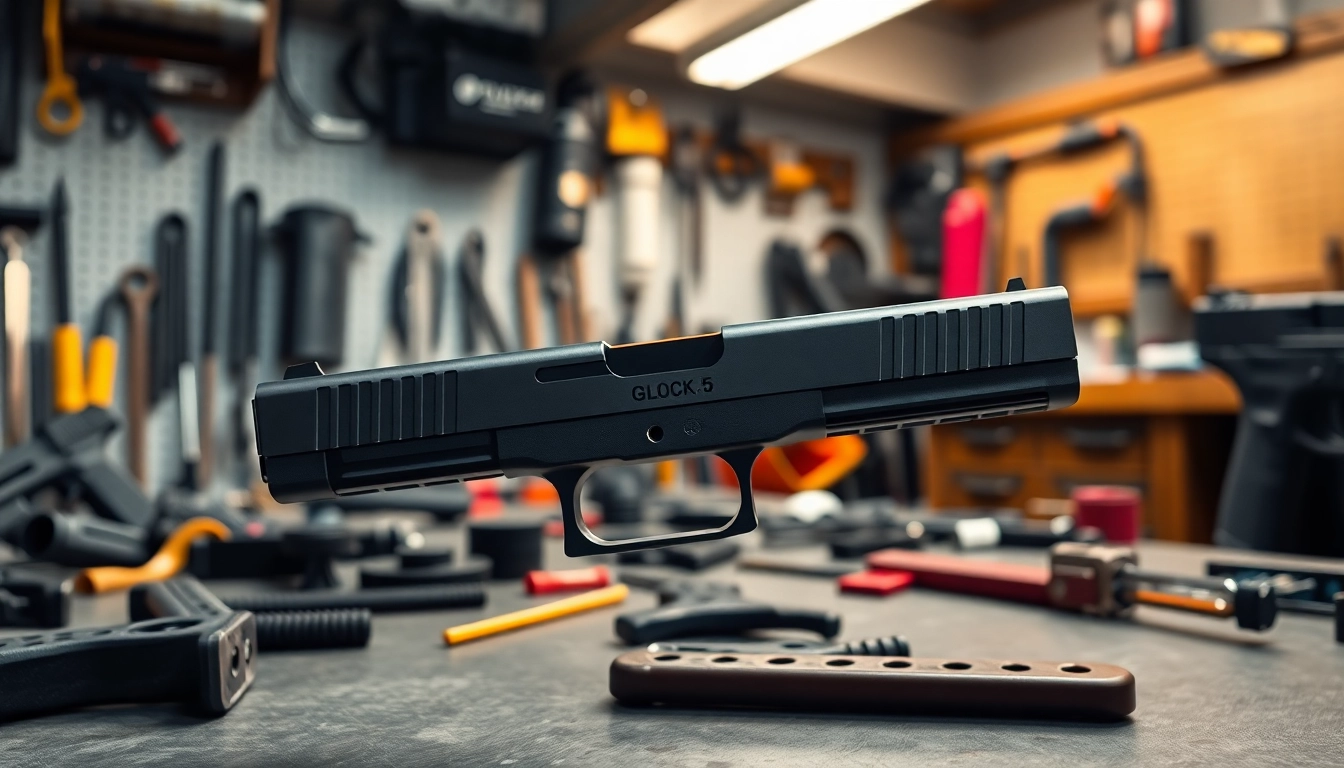 View of glock 17 gen 5 slide highlighting its precision engineering and sleek design.