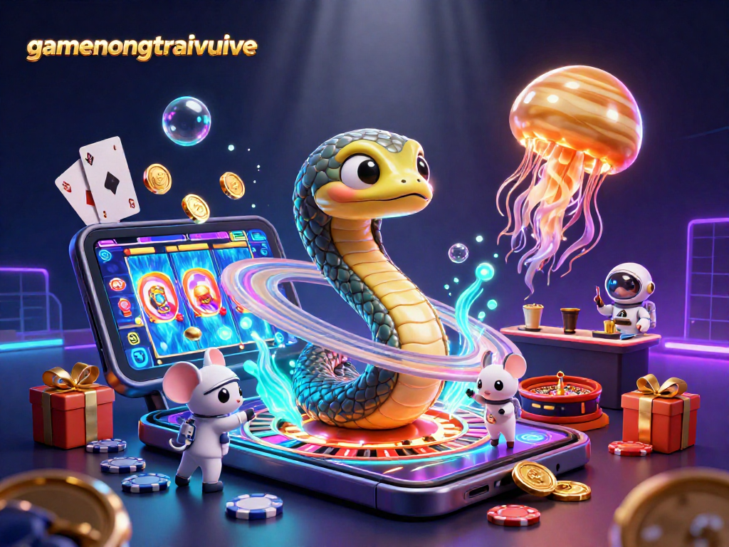 Experience gamenongtraivuive with a vibrant cosmic casino featuring astronaut mice betting.