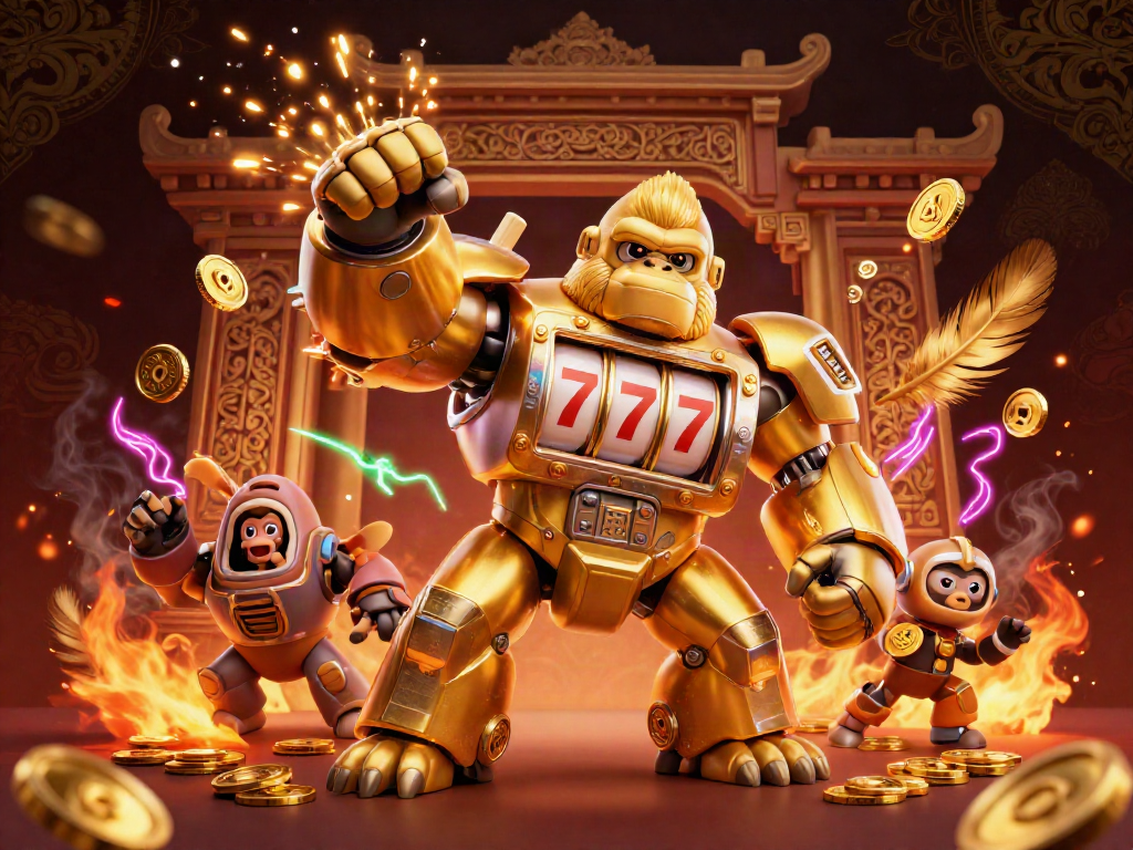 Experience thrilling สล็อต action with a mech gorilla and dynamic casino elements in stunning detail.