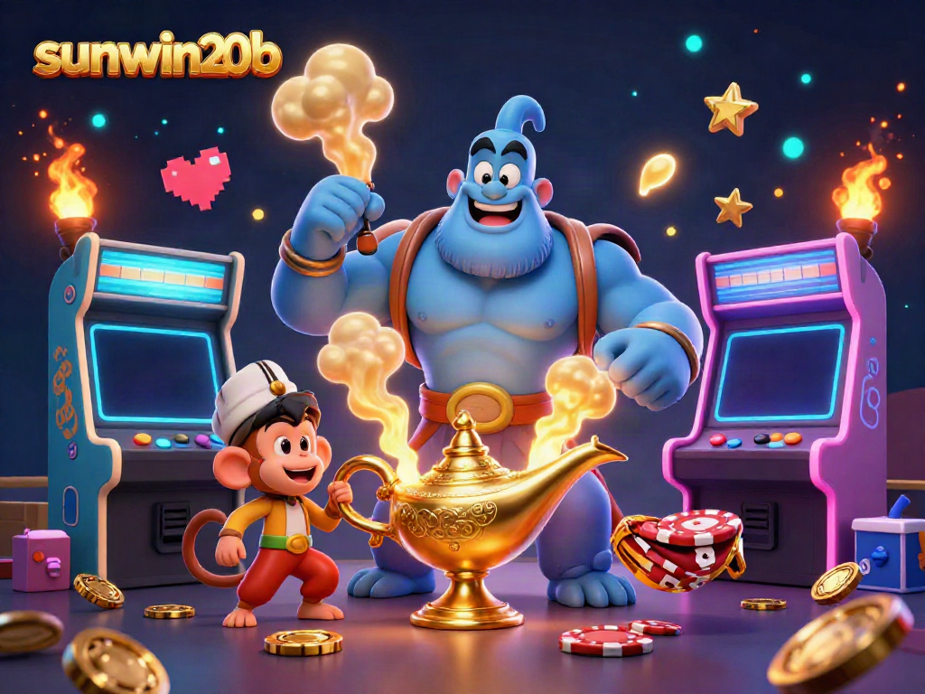 Engage in thrilling gameplay at sunwin20b as the energetic genie and monkey bring casino excitement alive.