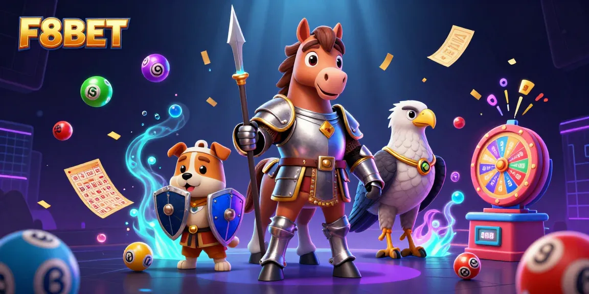 Experience the excitement of F8BET with colorful lottery elements and dynamic scenes of winning.