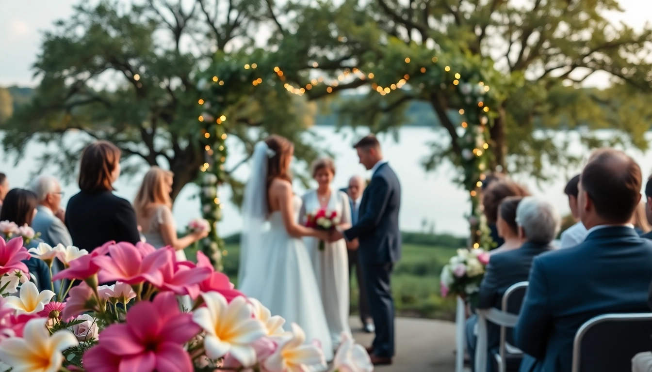 Wedding photographer London Ontario captures an outdoor ceremony with a couple exchanging vows.