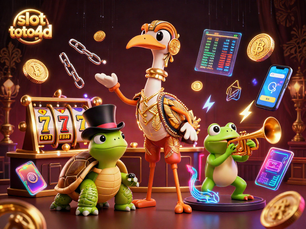 Engage with slot toto 4d in a lively 3D casino scene featuring animated characters and vibrant game elements.