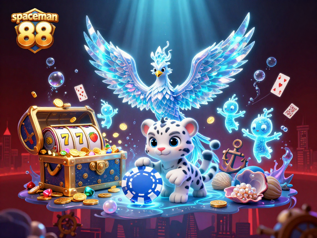Spin the reels and win big at spaceman 88 with a vivid 3D casino scene.