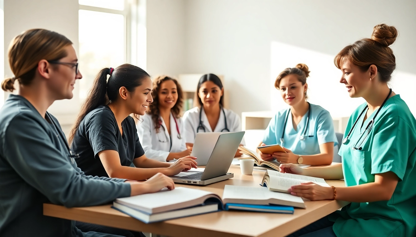 Engaged repeat NCLEX taker review Houston study session in a vibrant classroom setup.