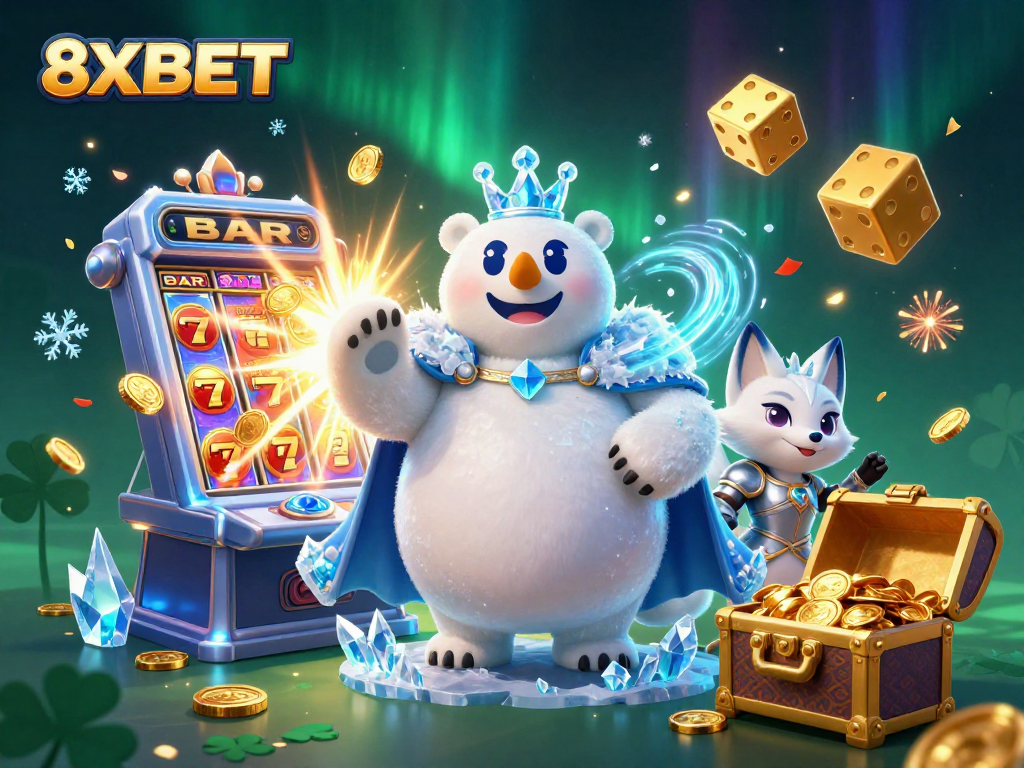 Explore the exhilarating world of gaming with 8XBET, featuring vibrant slot machines and dynamic casino elements.