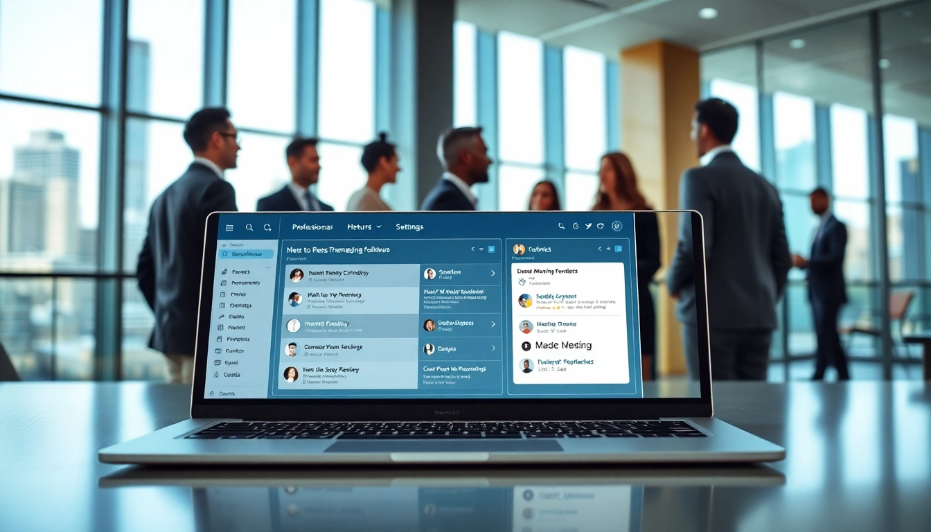 AI that handles meeting follow ups assisting professionals in a modern office setting.