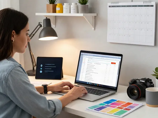 Woman analyzing e-commerce sales data on her laptop, click to enhance profits.