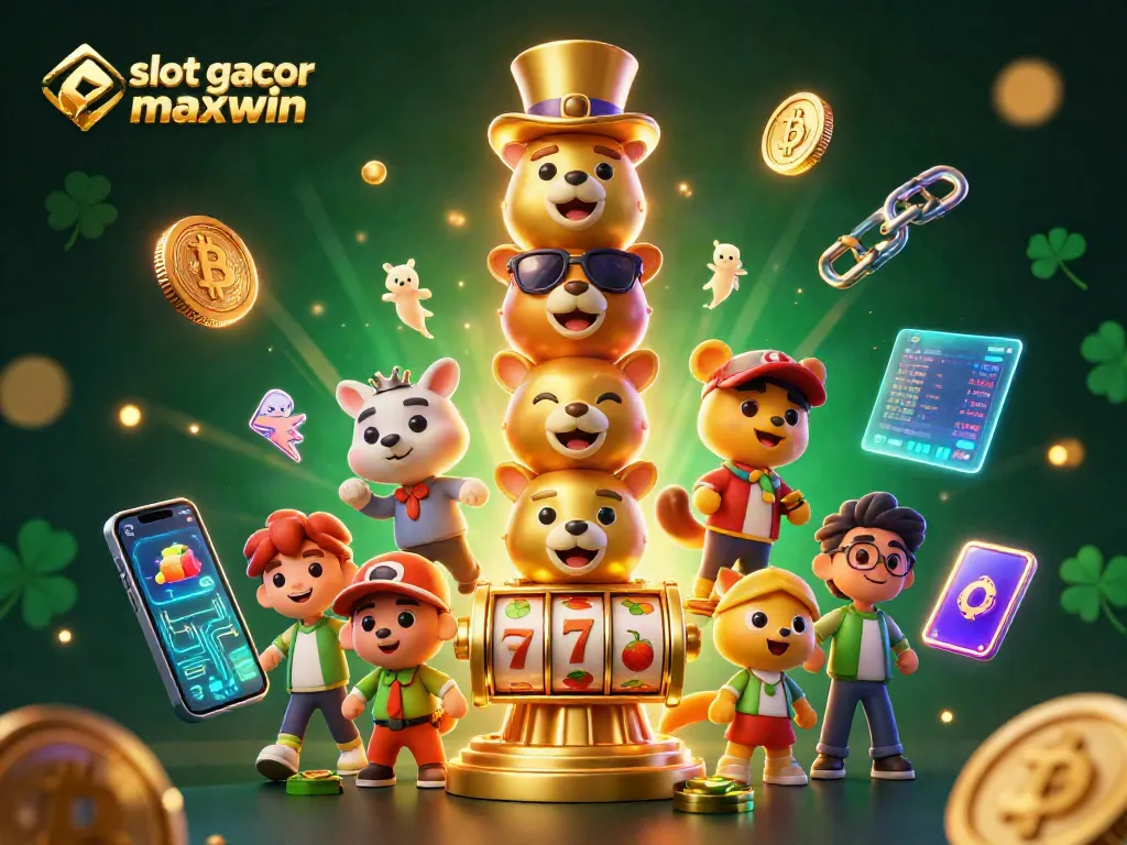 Engage with slot gacor maxwin as 3D characters and casino elements create a vibrant gaming atmosphere.