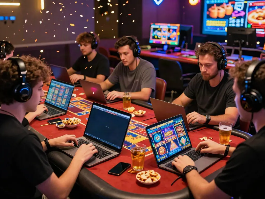 Players enjoying gaming at https://da88z.net/ with vibrant slot games and festive atmosphere.