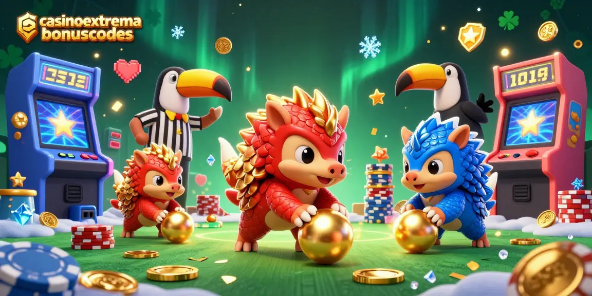 Engage with exciting casinoextremebonuscodes as pangolins roll through poker chips in a vibrant 3D scene.